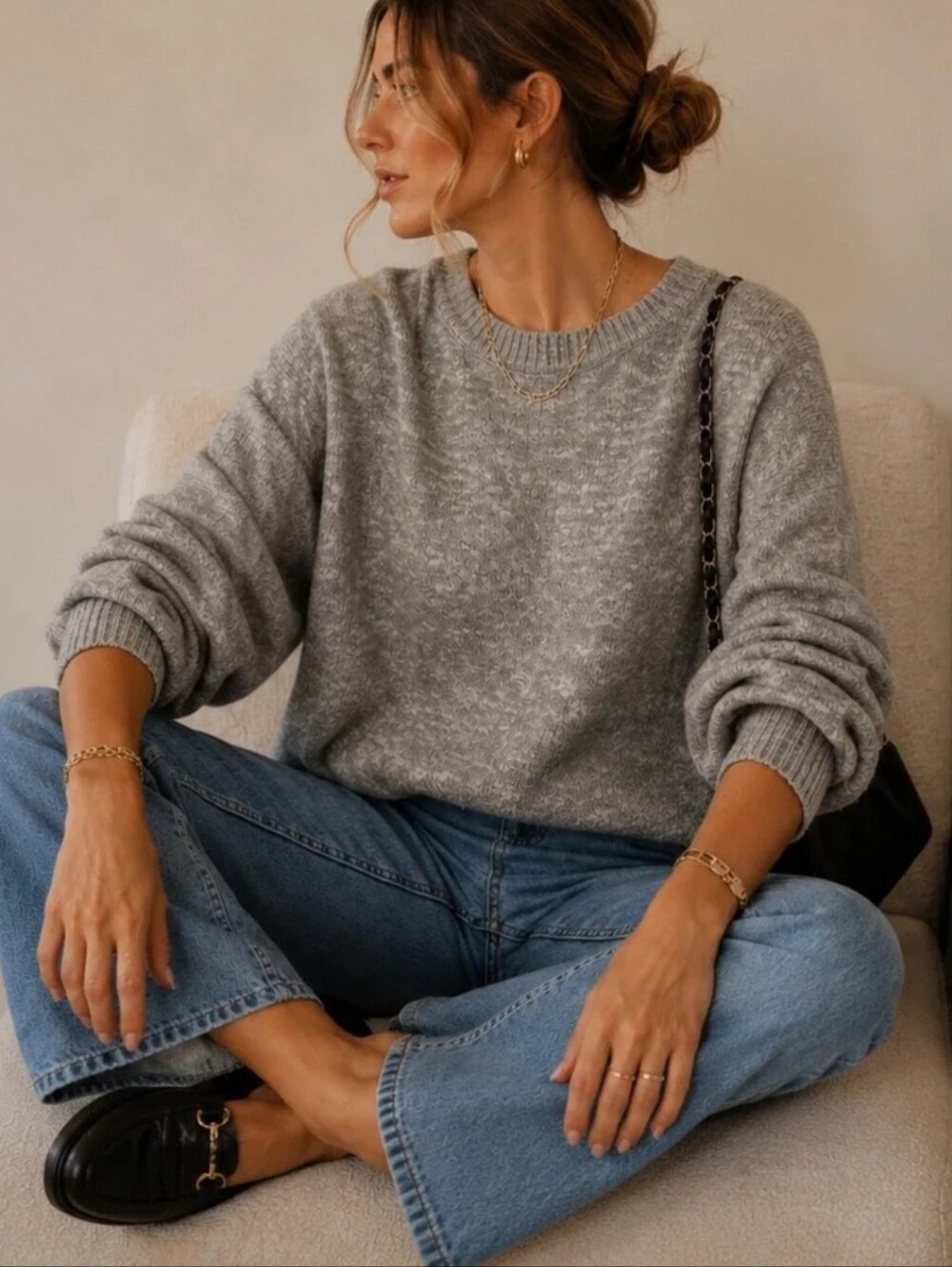 Rachel Zoe Sage Green Marled Knit Oversized Linen Blend Tunic Pullover